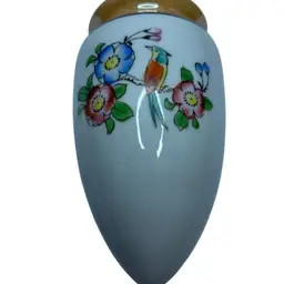 Made In Japan Lusterware @5 1.2” Wall Pocket Hand painted Bird And Floral Some Cracking See Pictures “as Is”