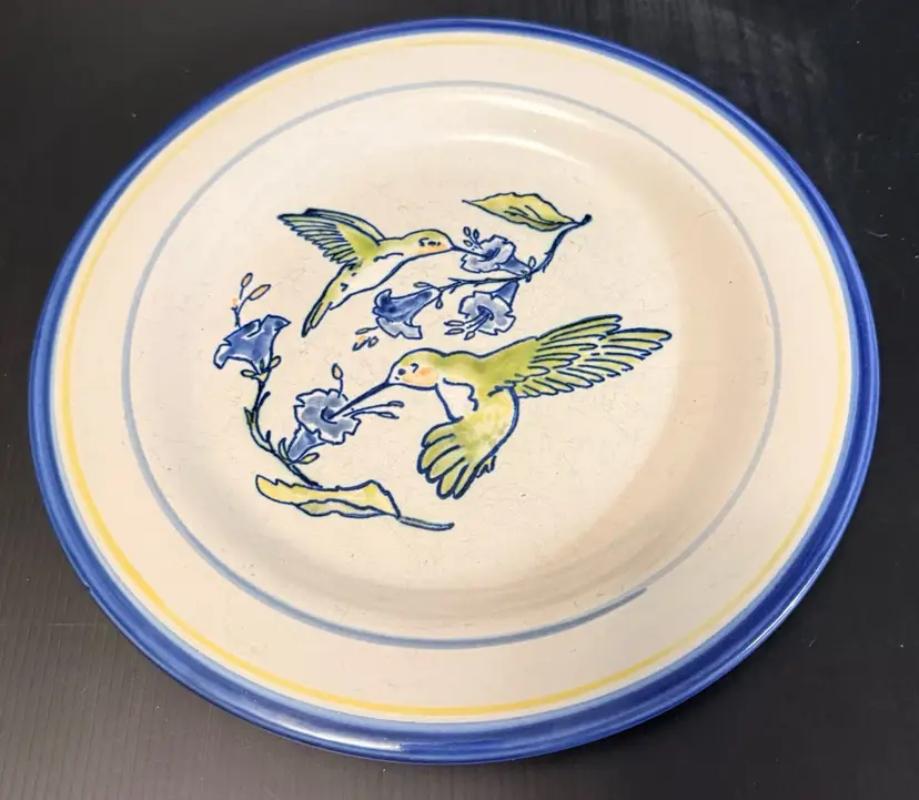 Louisville Stoneware Replacement Dinner Plate Hummingbirds w Bluebells 10” D