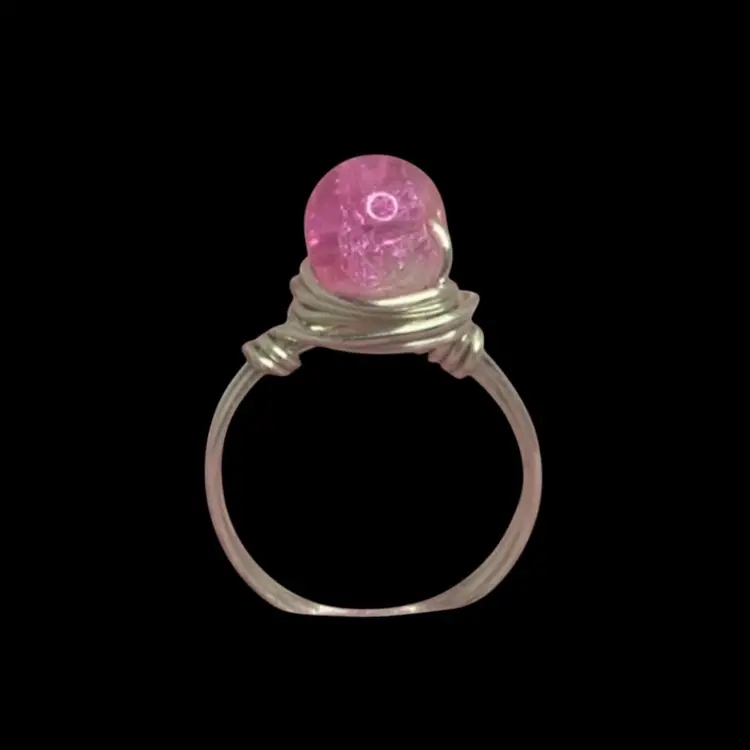 Pink Glass Bead Ring