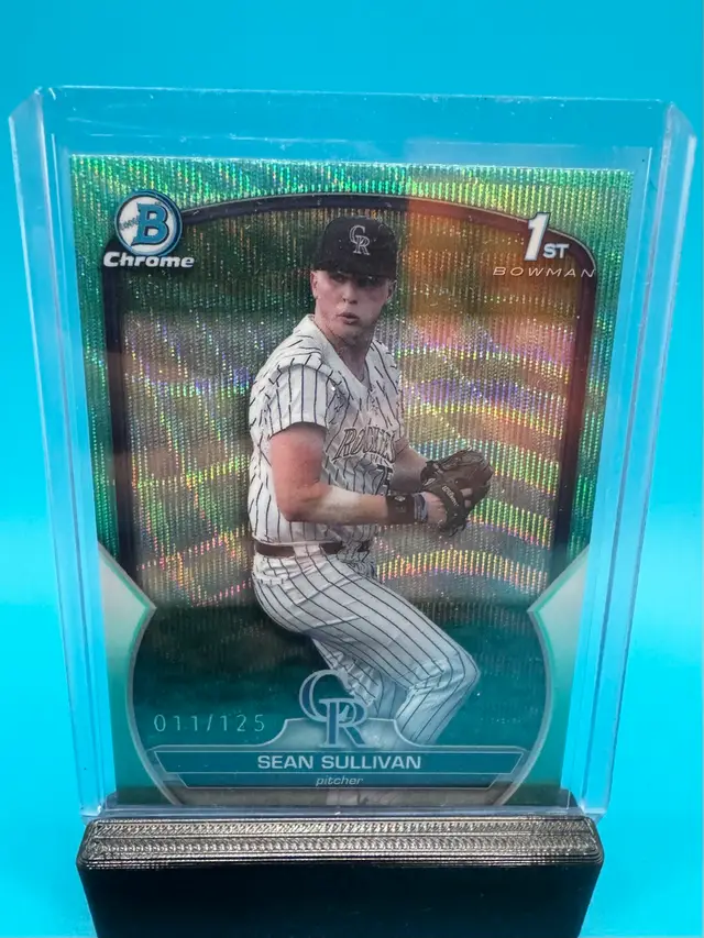 Sean Sullivan 1st Bowman Chrome Aqua Wave Refractor /125 Colorado Rockies