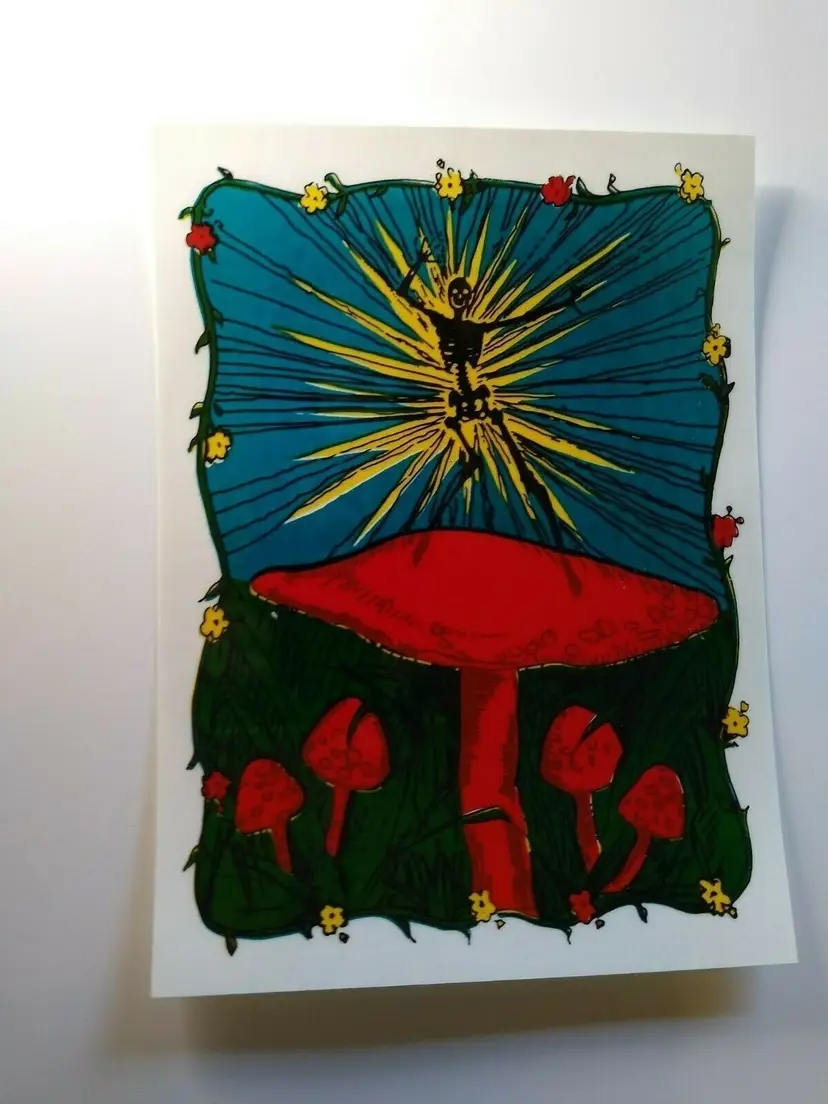 Grateful Dead Car Window Decal Shocking Skeleton Dancing on a Magic Mushroom