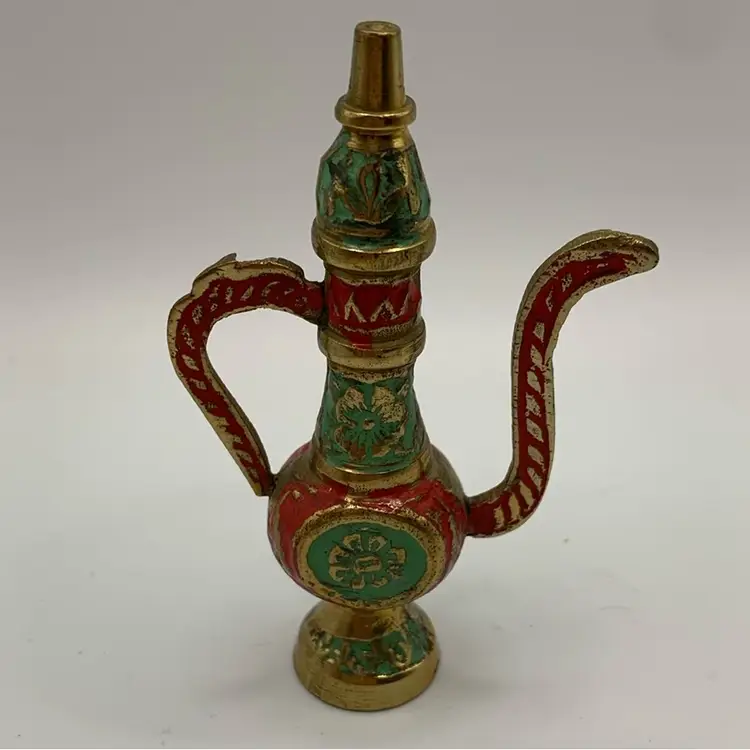 Vintage Brass Hand Painted Jeanie Lamp