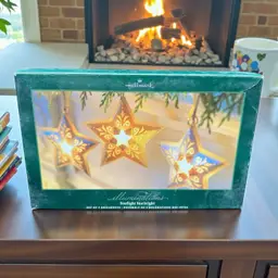 Vintage Christmas Hallmark Illuminations 3 Starlight Starbright Ornaments 2005