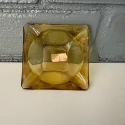 Vintage Amber Glass Ashtray