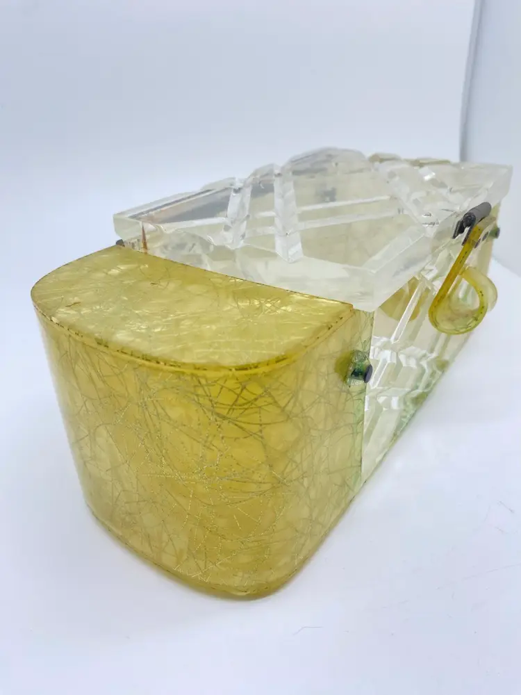 Vintage Lucite Patricia Of Miami Confetti String Box Purse