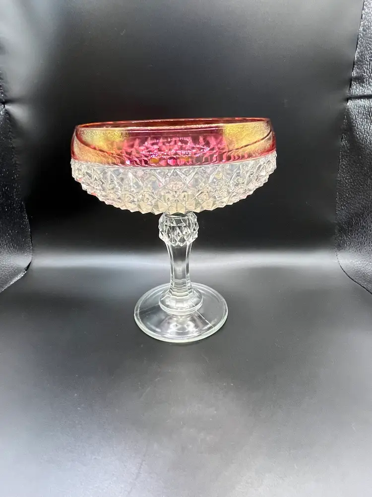 Vintage Indiana Glass Diamond Point Compote Candy Dish