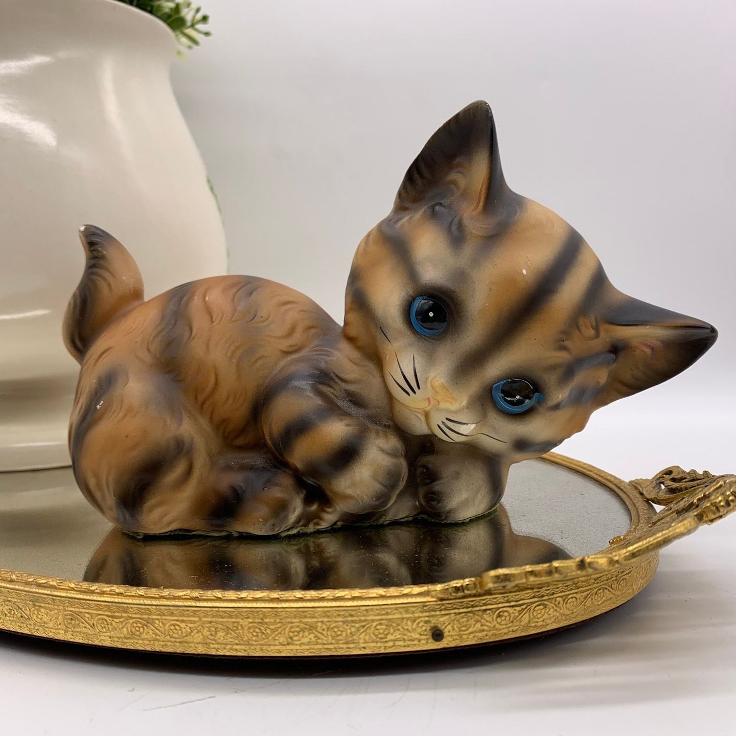 Niknax · Vintage Norleans Ceramic Orange Tabby Cat With Blue Eyes
