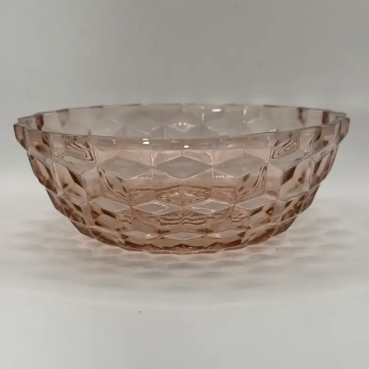 #17 Pink Depression Glass Honeycomb Bowl Hexagon