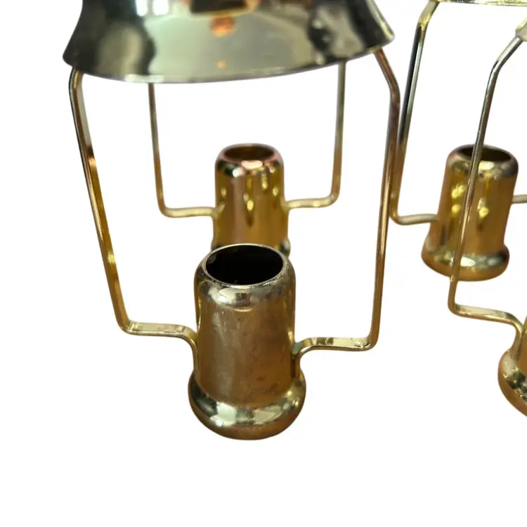 Set Of Four Gold Toned Candle Shade Carriers Not Brass @4 1/2” Tall Some Candle Residue