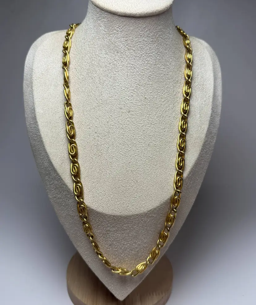 Vintage 1980s 1990s Givenchy 30" Byzantine Chain Link Gold Tone Necklace Heavy