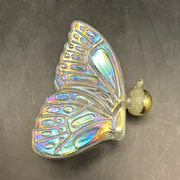 Vintage Avon Iridescent Glass Butterfly Perfume Bottle 3.5”