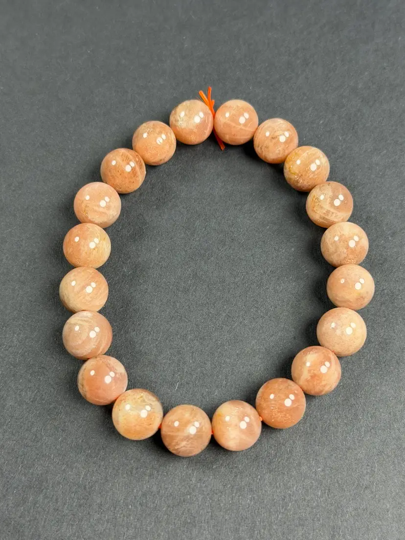Natural Sunstone Stretch Bracelet 9mm Beads Crystal Stone Healing 6.25"