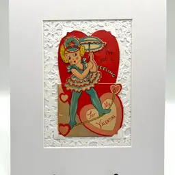 #3VD — Vintage Valentines Day Card In A Custom Non-Damaging, Removable Decorative Matting - Made By Me