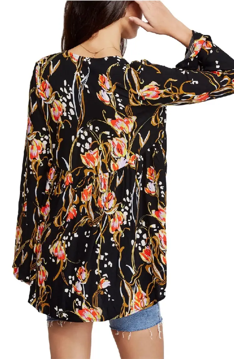 Free People Bella Printed Floral Tunic Top Size XS 0556L