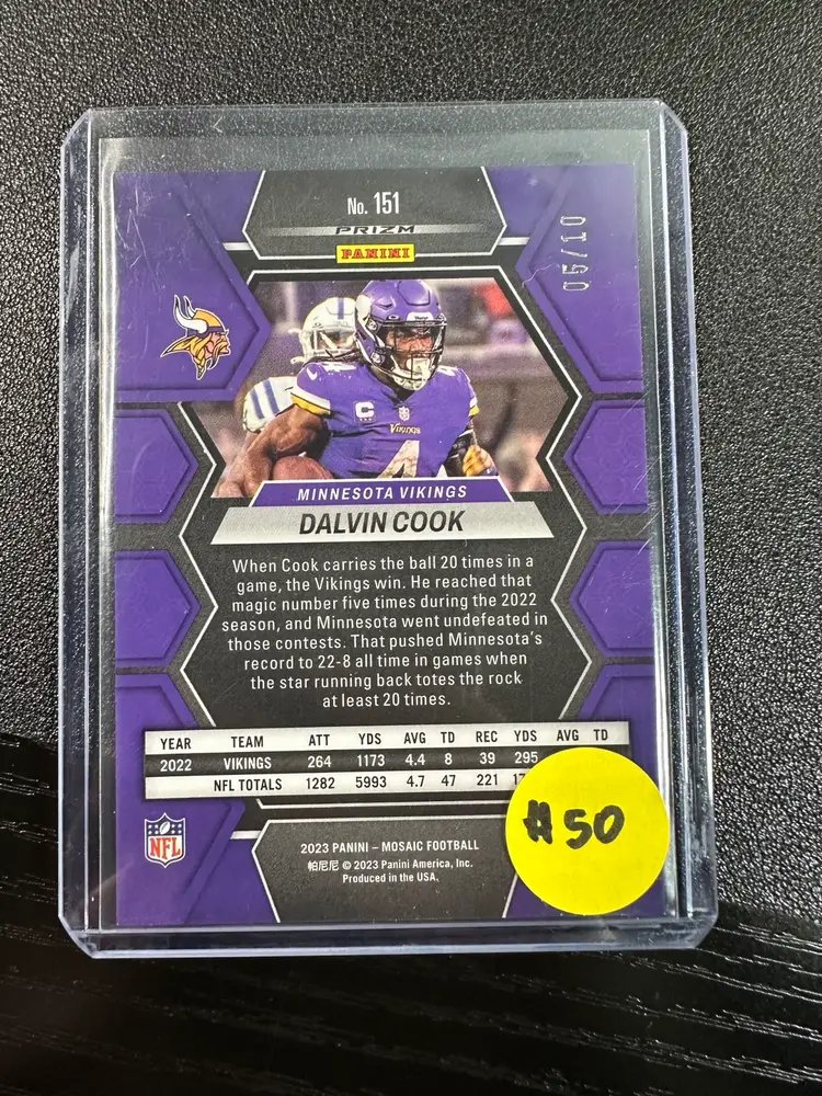 2023 Panini Mosaic No Huddle Dalvin Cook Gold /10