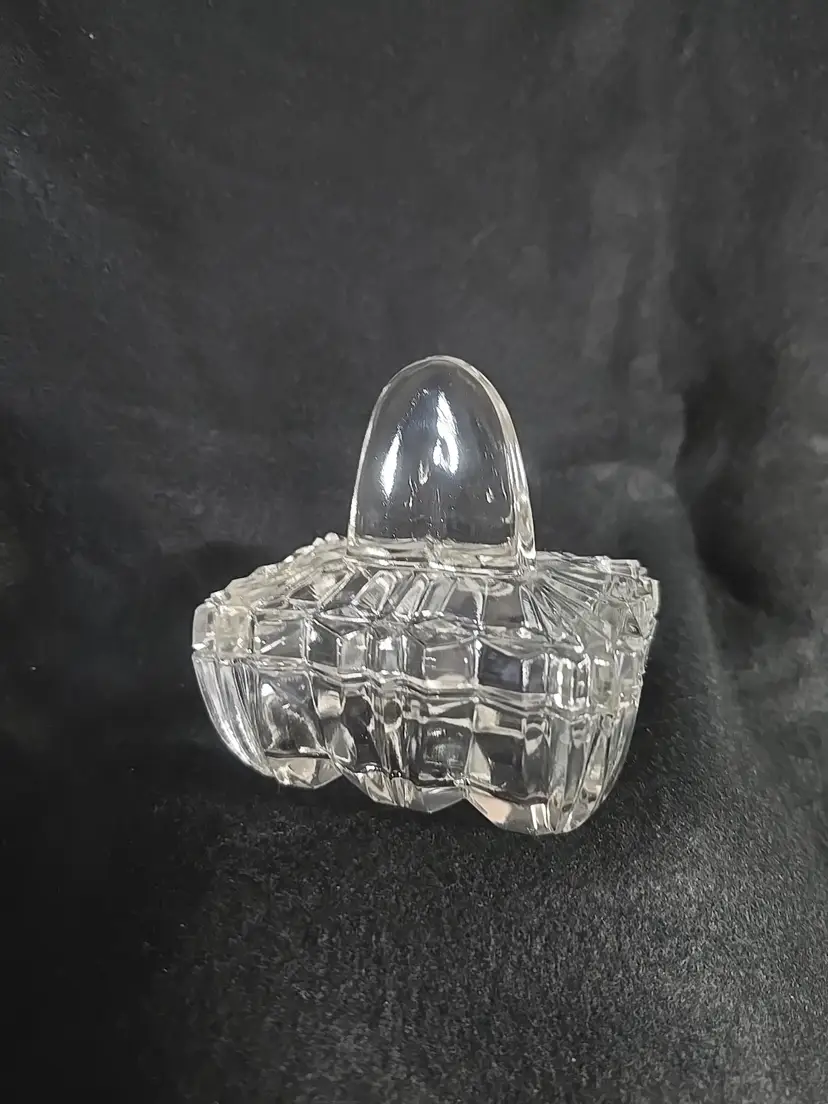 Vintage Pressed Glass Trinket or Vanity Box with Lid-1930s Depression Era Style