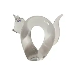Made in Sweden clear glass arched back cat