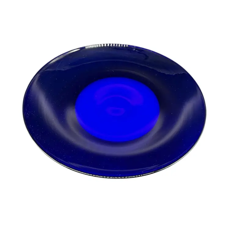 Hand Blown Cobalt Blue Art Glass Smooth Centerpiece Console Bowl 13"