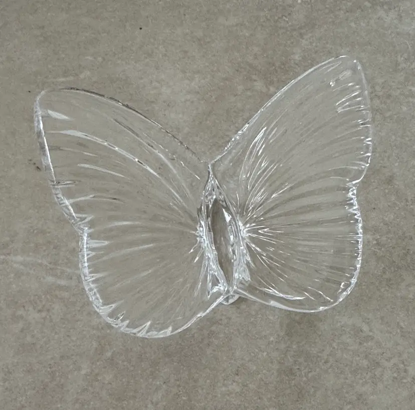 Waterford Clear Glass Butterfly Sculpture Crystal Paperweight 3.25” wide