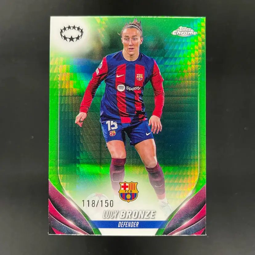 Lucy Bronze 2023/24 Topps Chrome UWCL Neon Green /150 Soccer Card CD10