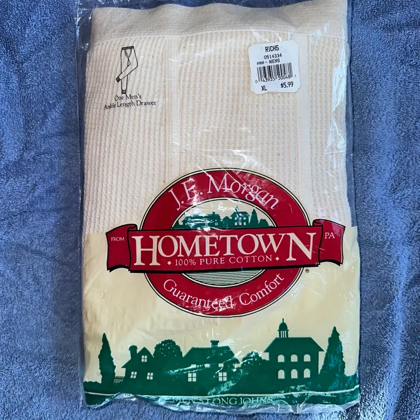NOS Vintage Unopened Package Men’s Size XL (42-44) J E Morgan Hometown Ankle Length Long John’s Underwear