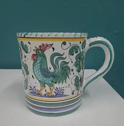 Deruta Grazia Italy Signed Rooster Chicken Mug