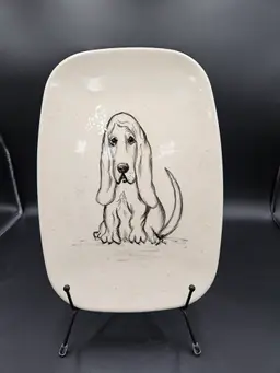 #TR10 Bassett Hound Rectangular Platter Signed