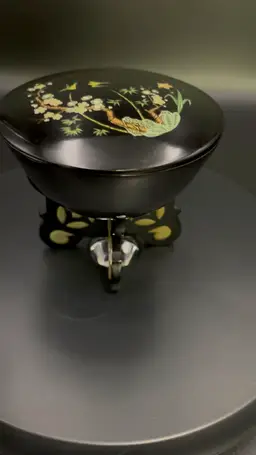 Vintage Japanese Black Powder Dish