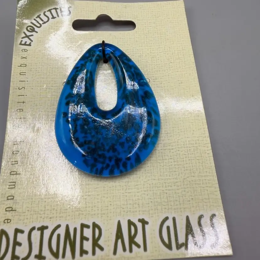 Hand Made Art Glass Charm 2”x1.5”