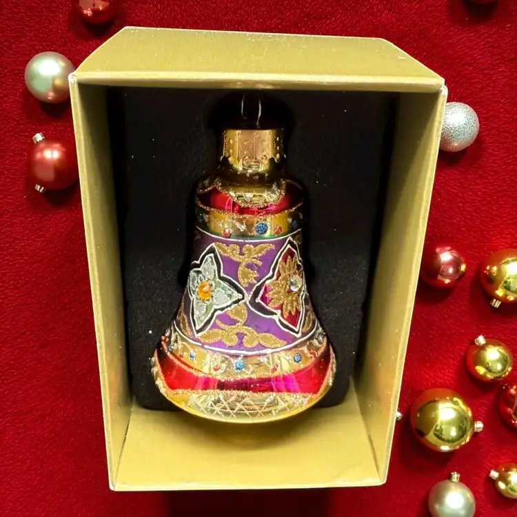 Jeweled Bell Shaped Christmas Ornament By Unique Treasures Ornate In Box