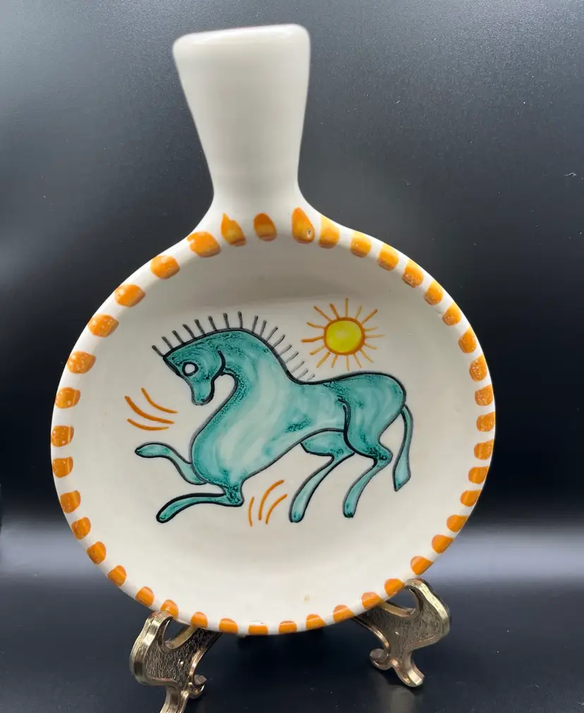 Horse Vintage Mid Century 1960s/70s La Menora Talavera, Hand-painted Handled Dish/Wall Plate