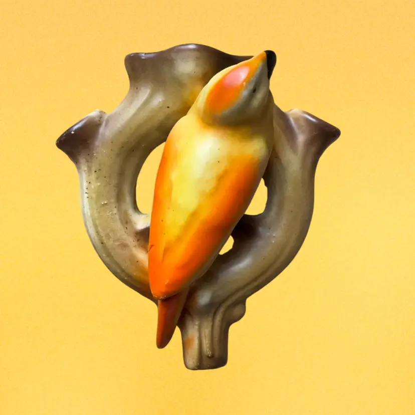 Orange Bird On Branch Wall Pocket