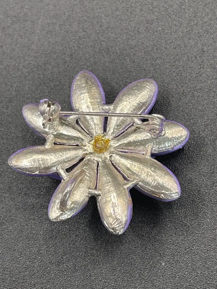 Purple Enameled Flower Brooch/Pendant