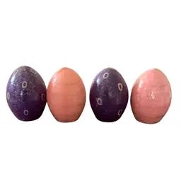 Vintage Purple And Pink Glittered Easter Egg Shaped Candles 2 1/2” X 1 1/2”