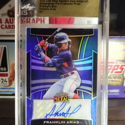 Franklin Arias 2025 Leaf Metal Baseball Encased Autographed Pre-Production proof 1/1 Prismatic Blue