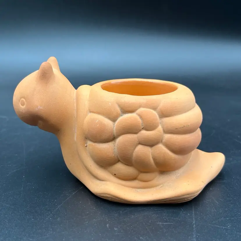 Terra Cotta Pottery Snail Tea Light Candle Holder Or Succulent Planter