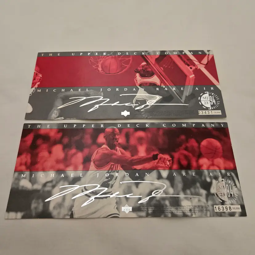 Michael Jordan 1994 Upper Deck Rare Air Limited Edition Jumbo Cards set of 2 cards with 30,000 each