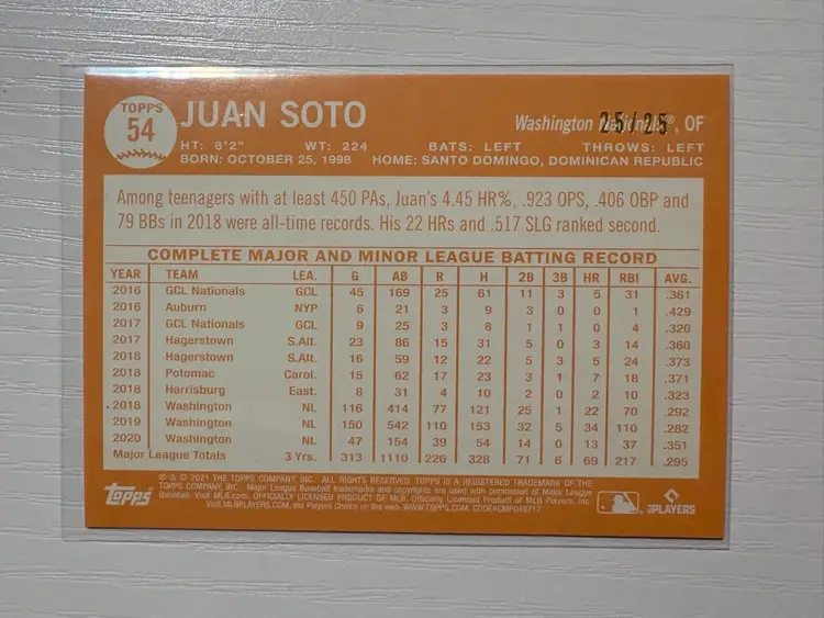2021 Topps All-Star Rookie Cup Juan Soto Orange Holofractor /25! Washington Nationals New York Mets