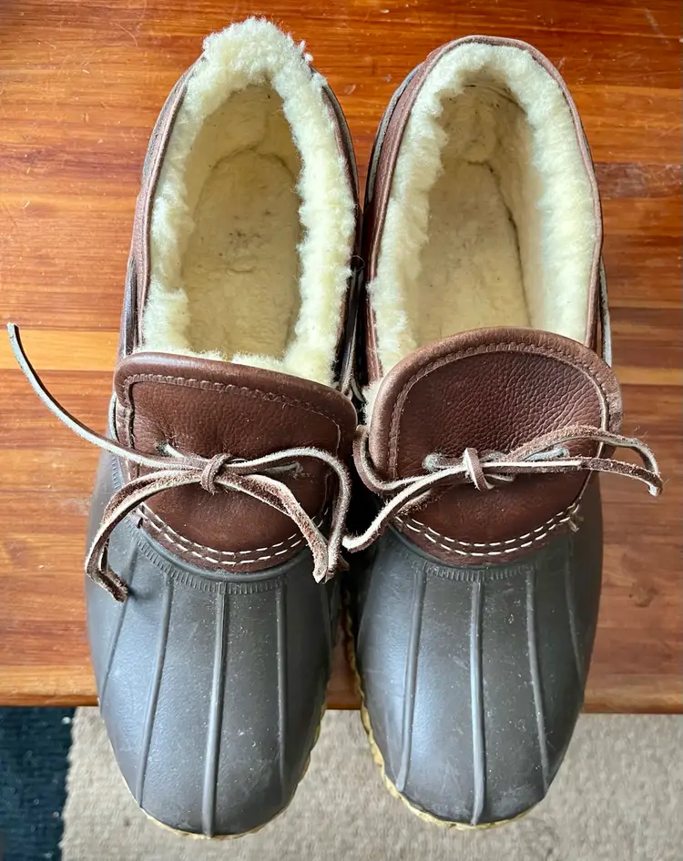 Womens 10 M LL Bean Sherpa Lined Rubber Moc Shoes USA Made In Maine Classic