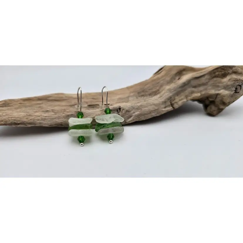 Real Maine Sea Glass Cairn Style Earrings