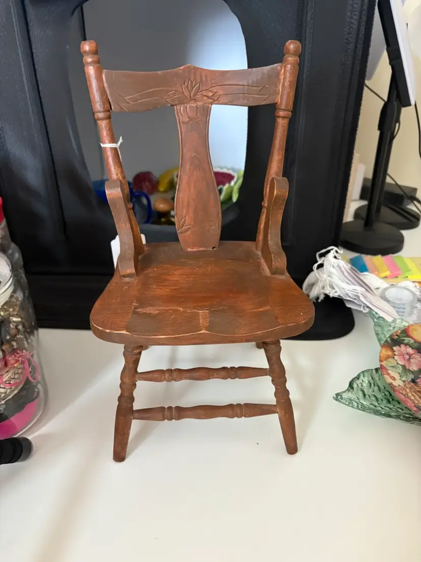 Vintage Carved Wood Doll Chair