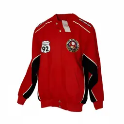 Mario Kart Nintendo 1992 Canvas Racing Jacket Red Embroidered Patches Sz XS NWT