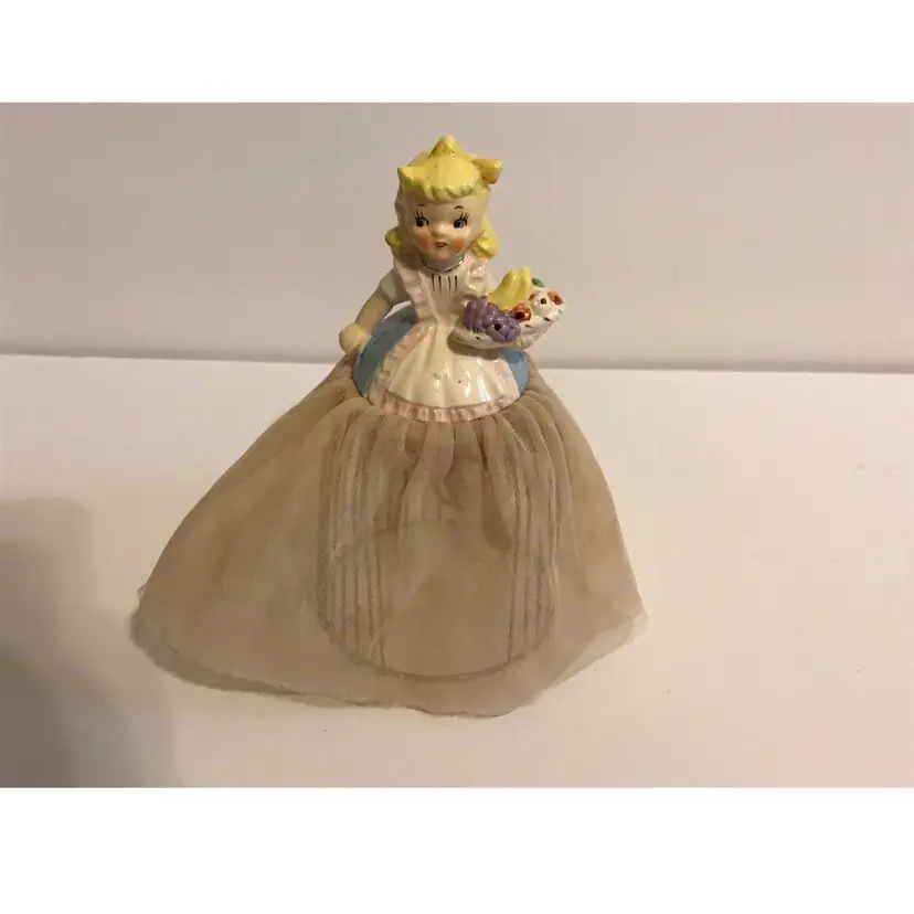 1950s Porcelain 1/2 Doll On A Wire Bottom