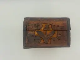 Decorative Hand Carved Wooden Hinged Box 5.5”x 3”