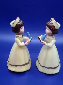 Vintage Wilton Pair of Celluloid Nurse Cake Toppers 4"