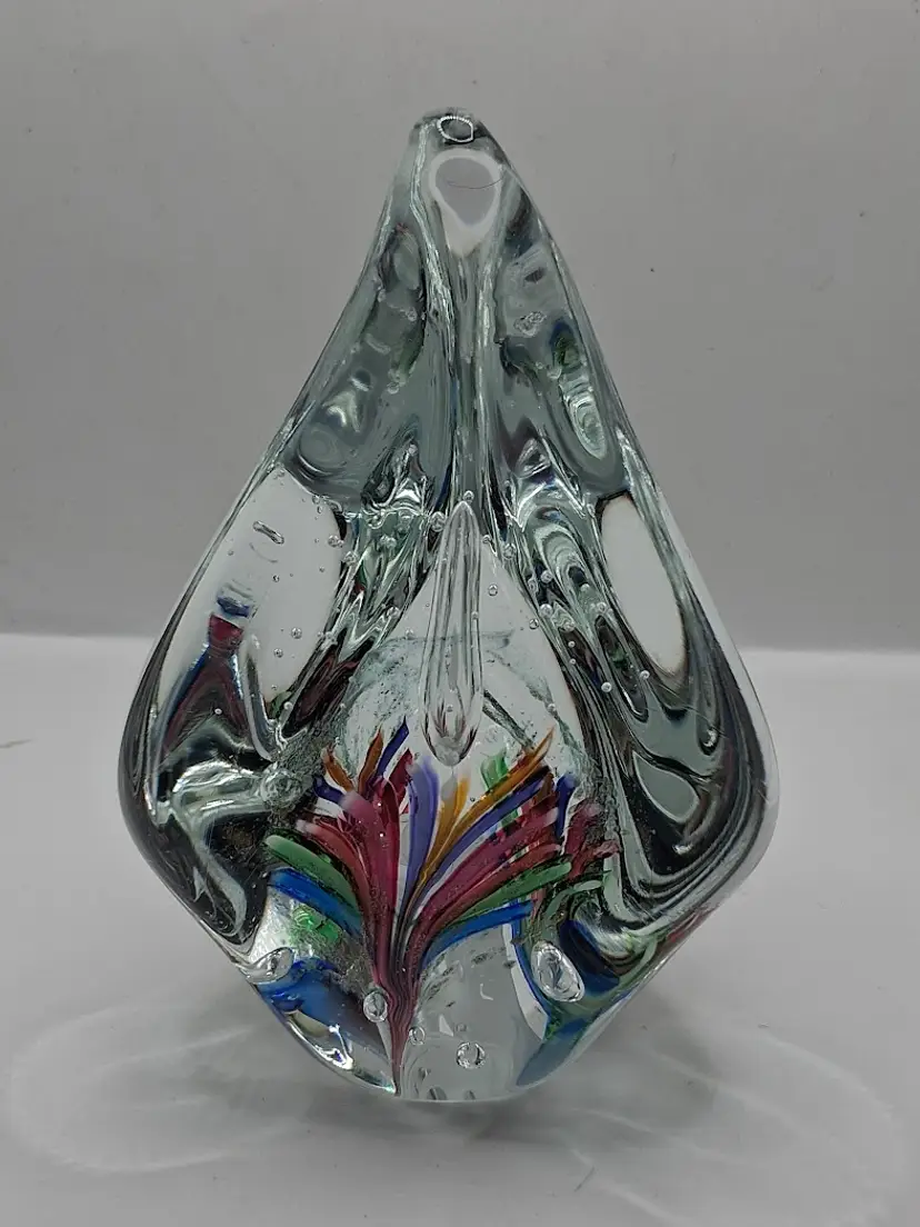 Vintage Marilyn Kimble Holt Art Glass Multi-Color Magnum, Air-Trap, Copper Aventurine Paperweight, 1994