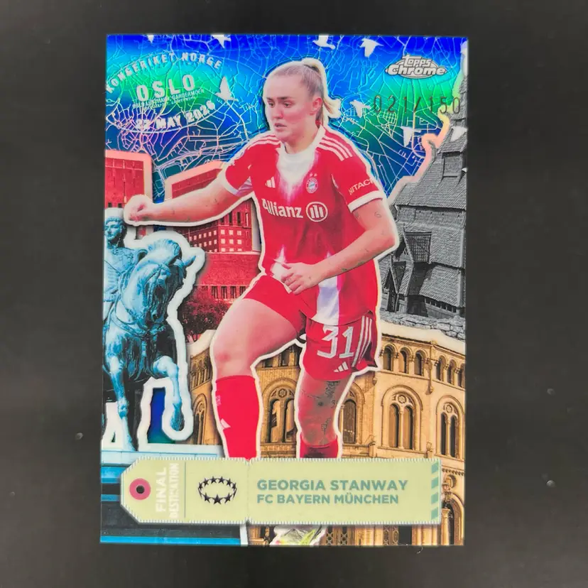 Georgia Stanway 2025/26 Topps Chrome UWCL Final Destination Blue /150 Bayern Soccer Card