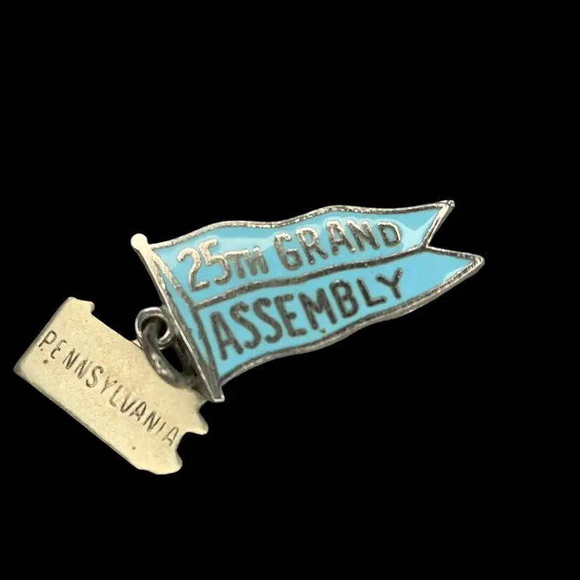 Sterling Pennsylvania State outline And 25th Grand Assembly Enameled Flag
