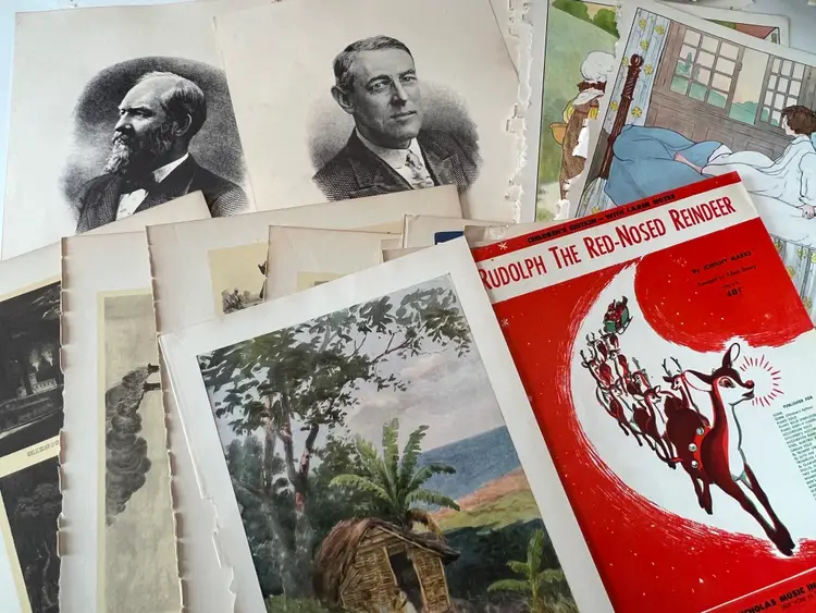 100 Antique Book Page Prints. 1800s-1900s Ephemera. Lithographs, Engravings, Graphics, Crafting, Scrapbooking, Bulk #16