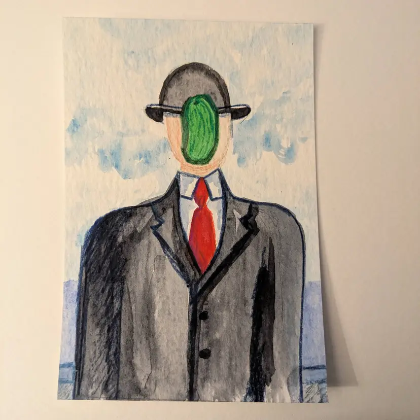Pickle Magritte Study Original Art Card - Made by Me!